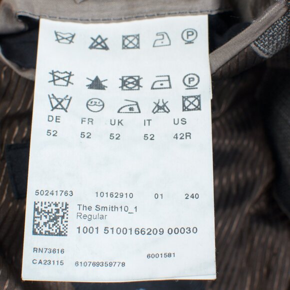 42R Hugo Boss Men's Sport Coat Gray Brown Geometric Pattern Reda Wool Silk - Picture 7 of 9